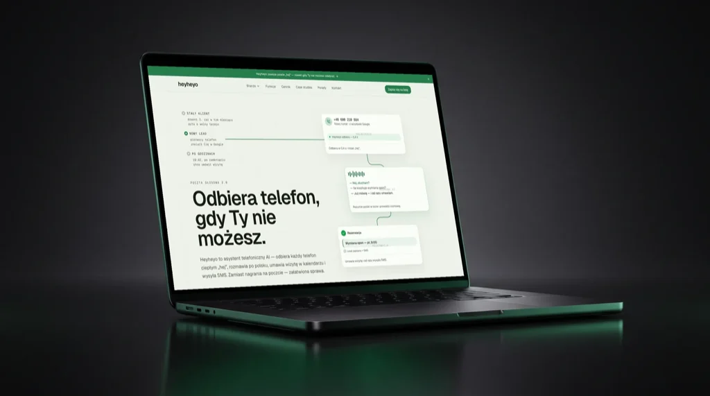 HeyHeyo landing page on a laptop